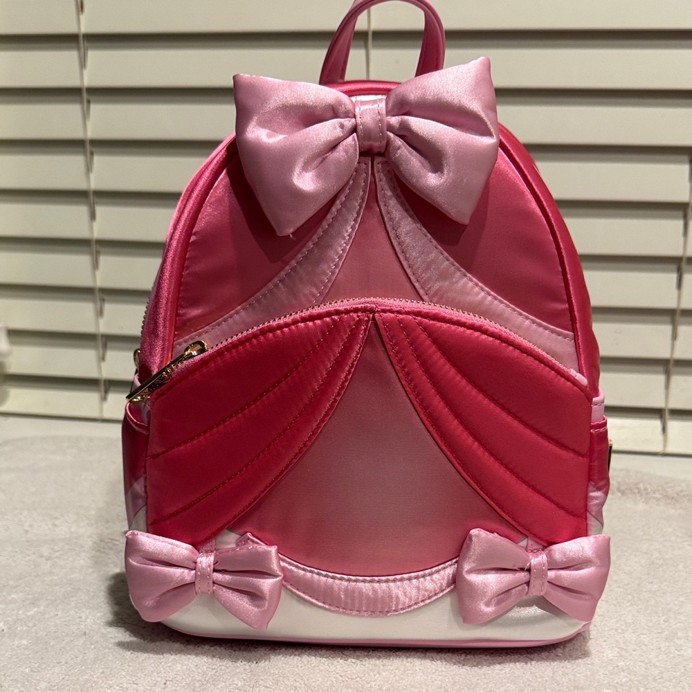 Loungefly Pink Satin Bow Mini Backpack Princess Style Coquette”